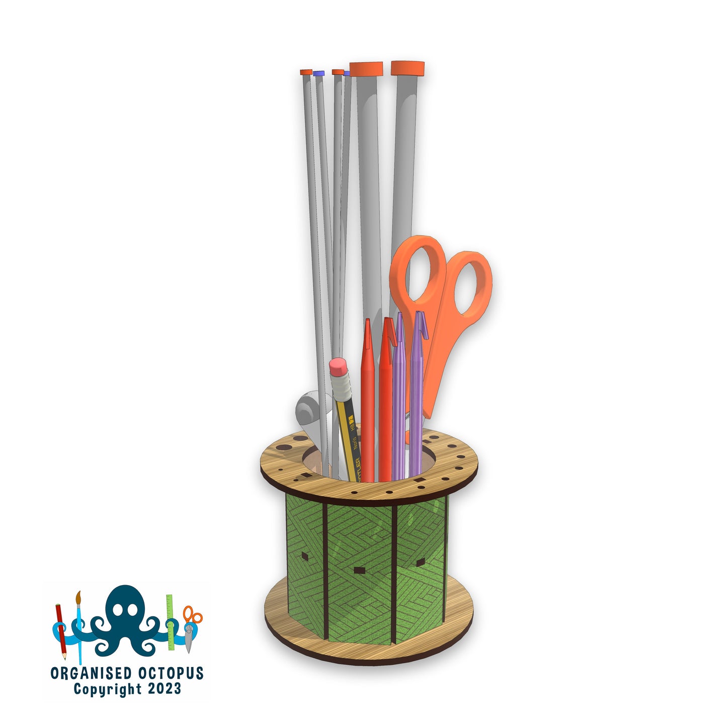 Tidy Cotton Reel with Needle Gauge (Green)