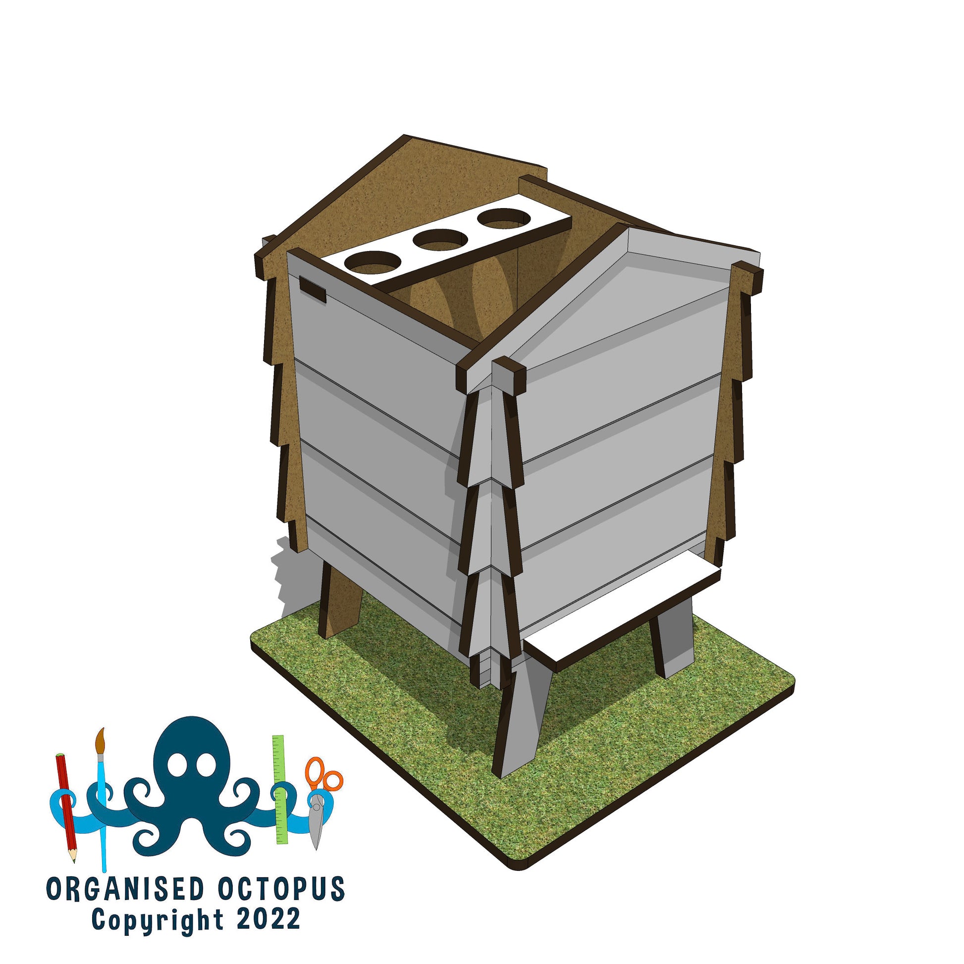 White Bee Hive Hobby Pen Tidy