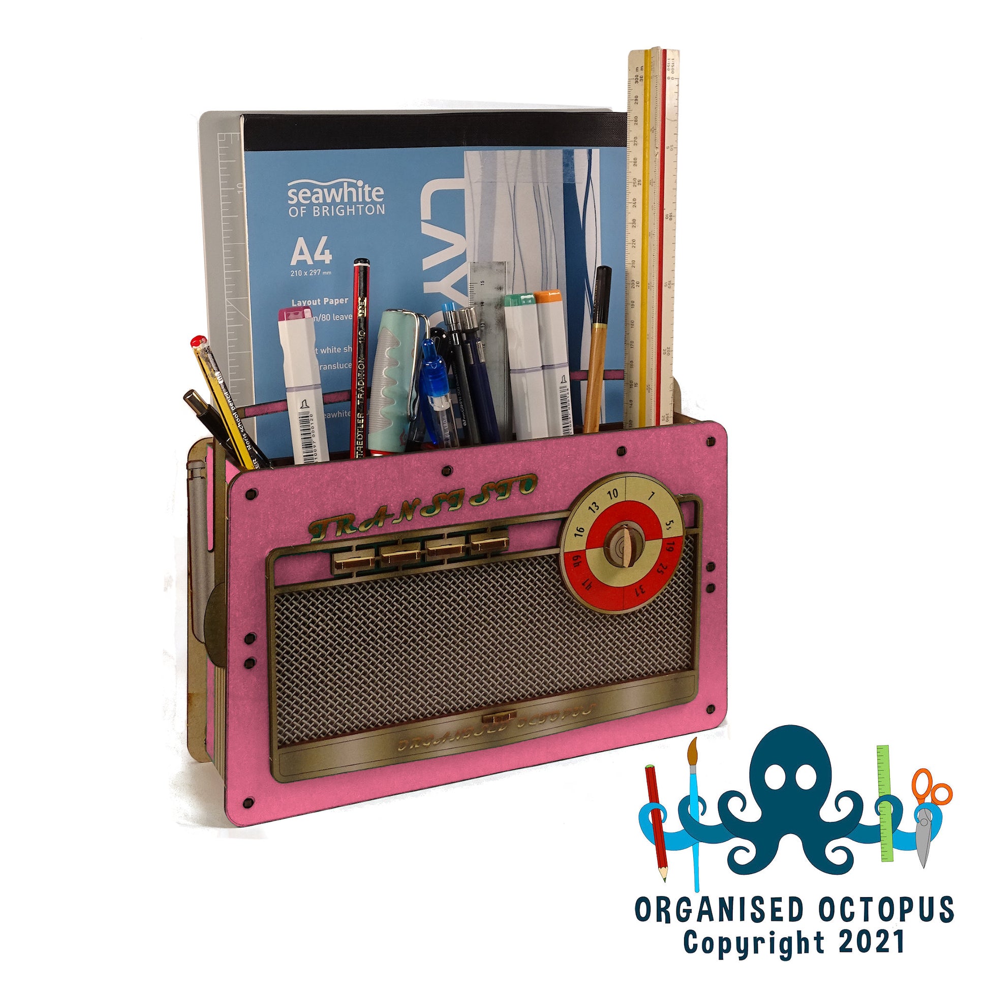 1950s Transistor Radio Hobby Tidy Pink
