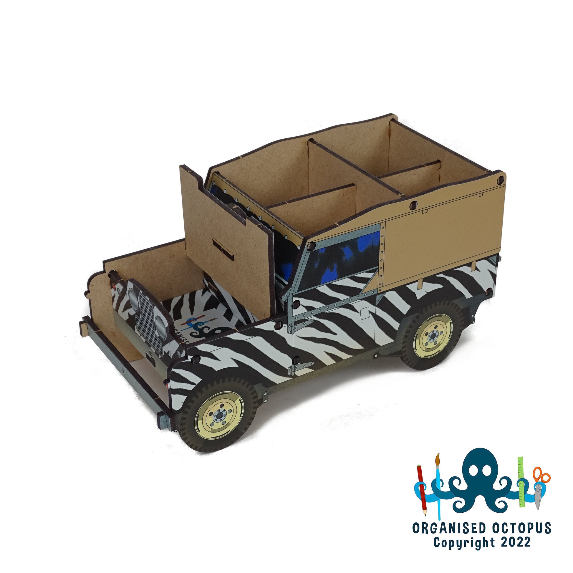 SWB Land Rover - Safari Zebra Pattern - Lift ip Bonnet