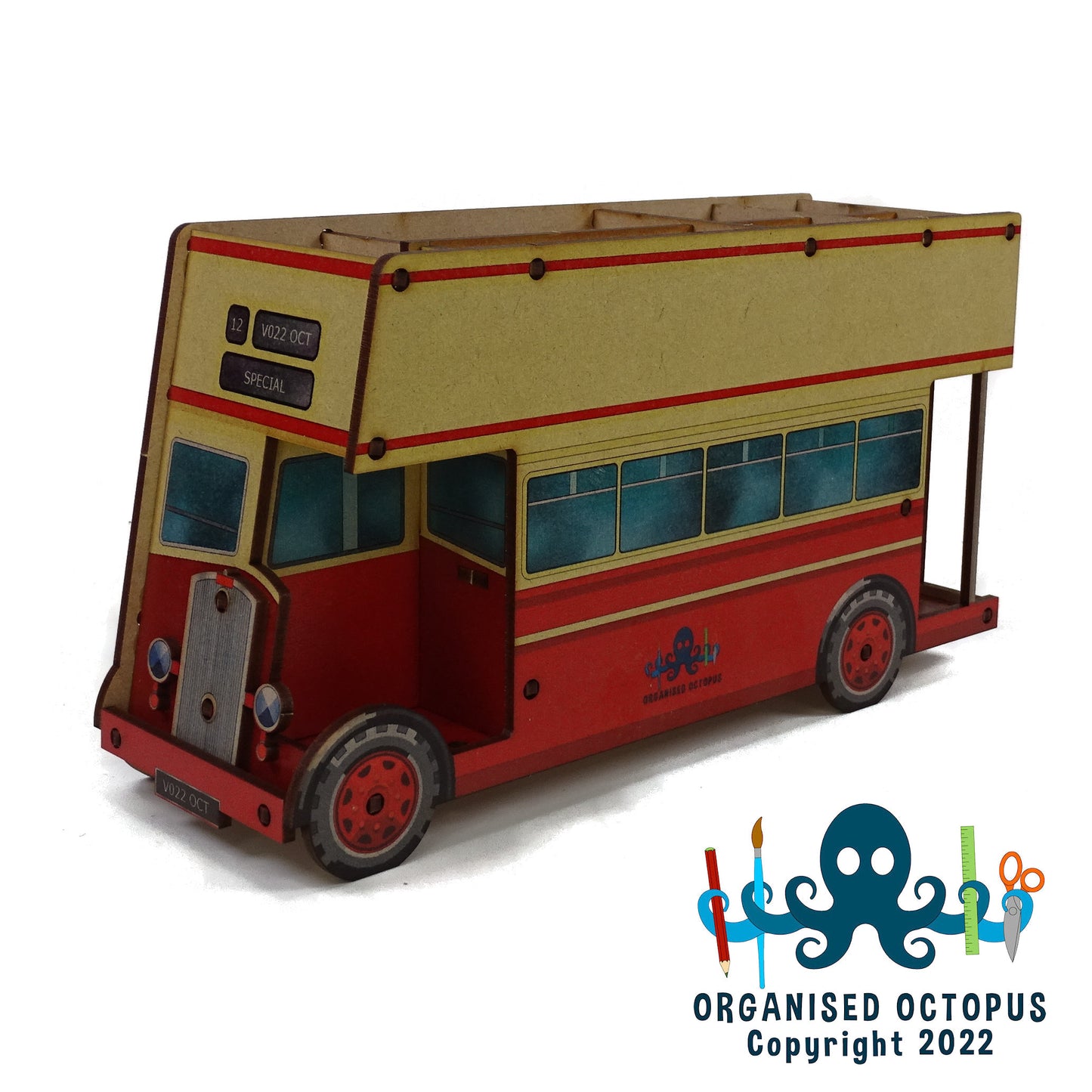 Open Top Double Decker Bus - Red and Cream