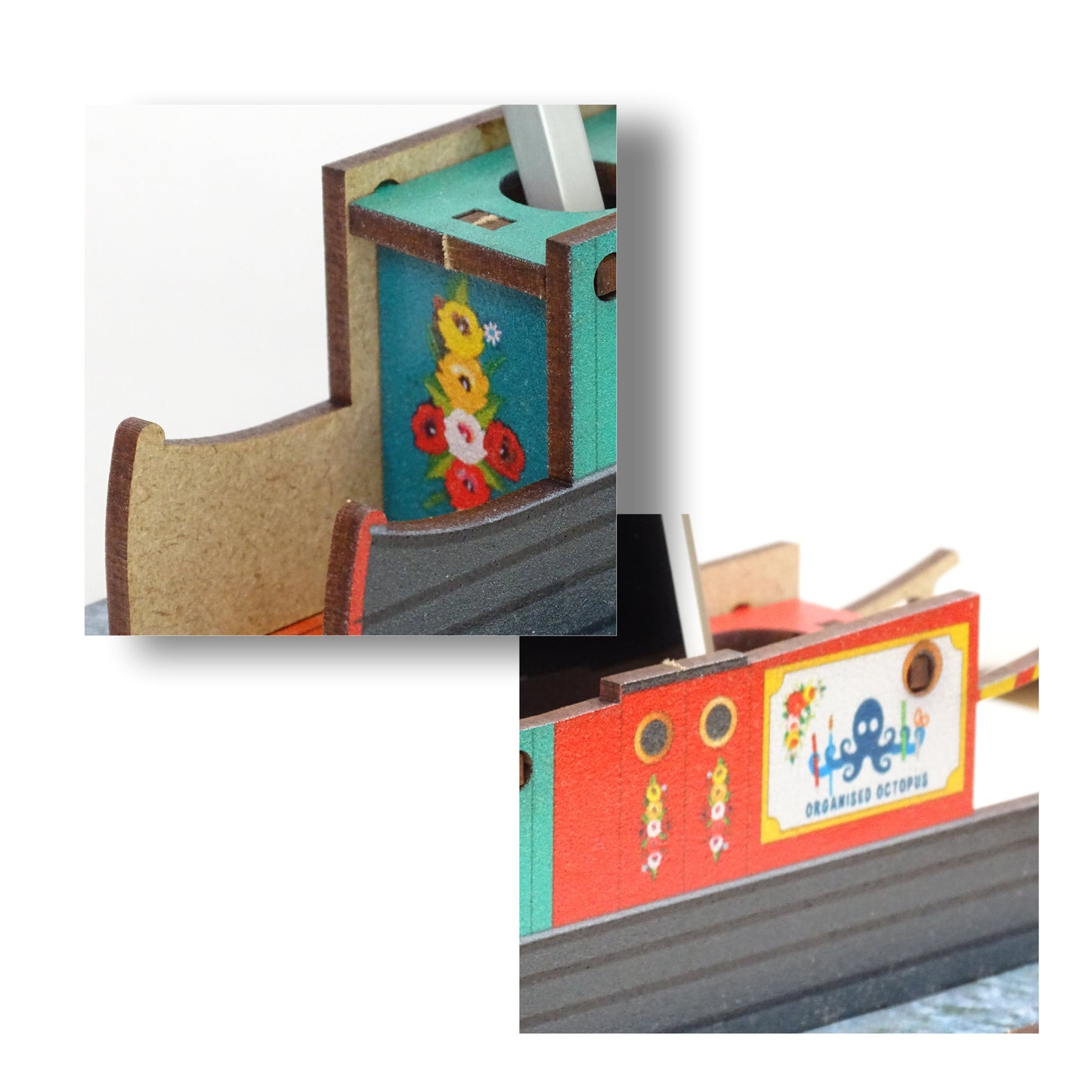 Canal Boat desk tidy - Print Detail