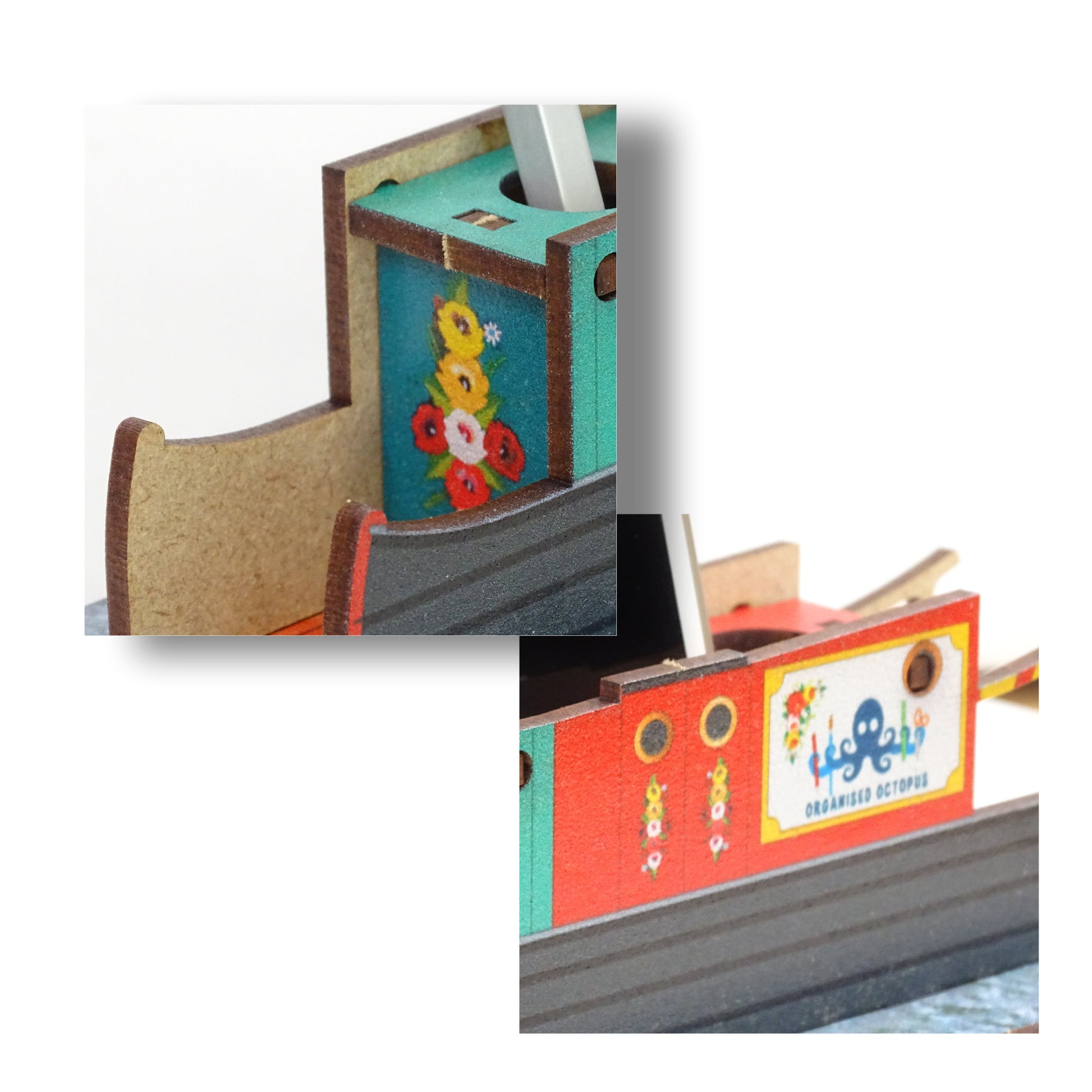 Canal Boat desk tidy - Print Detail