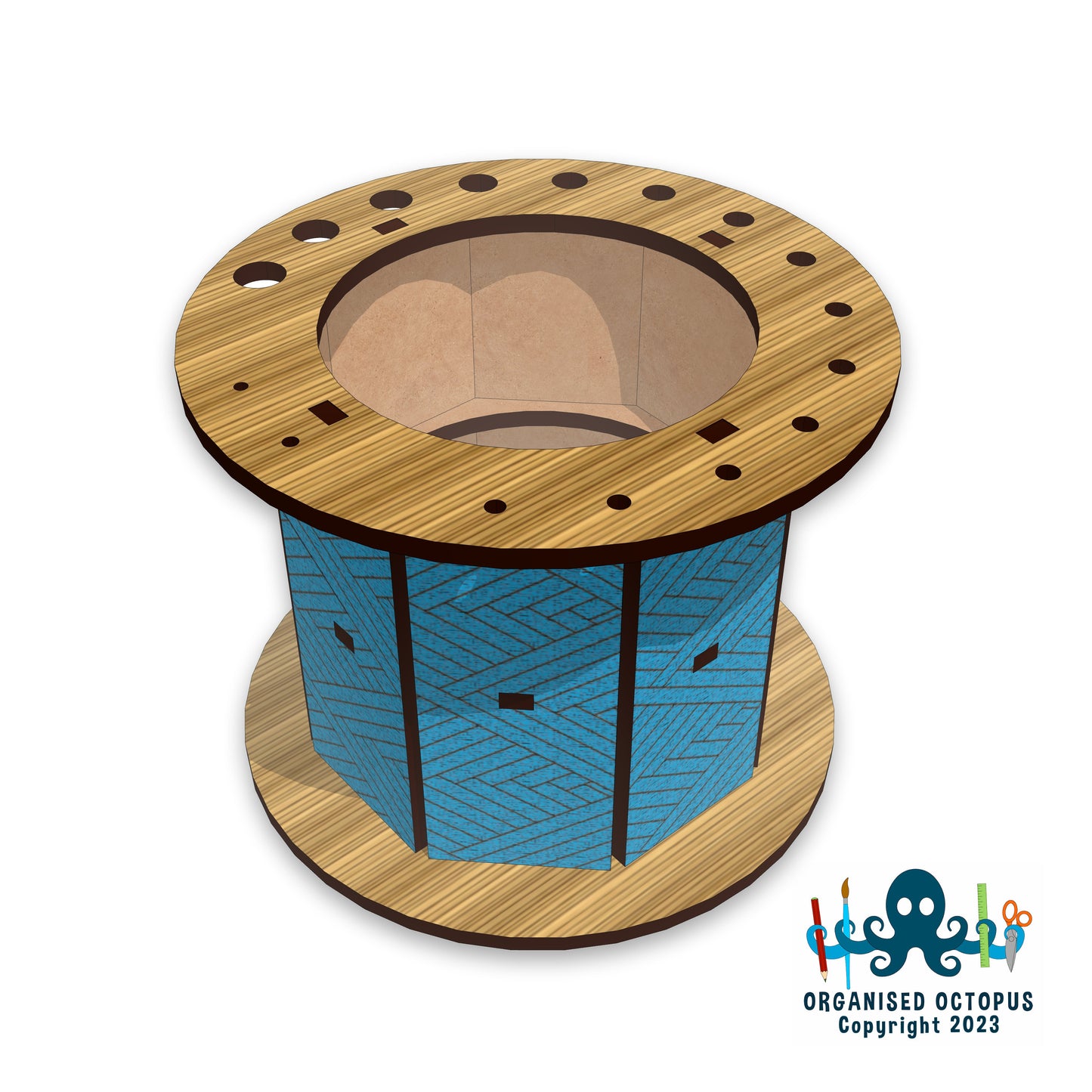 Tidy Cotton Reel with Needle Gauge (Blue)