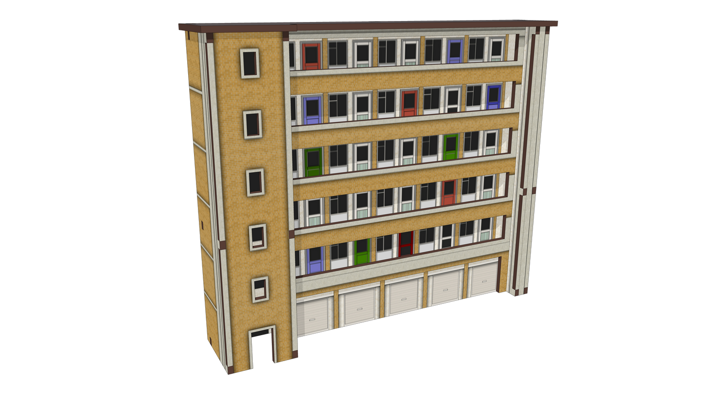 Block of Flats with Walkway and Optional Garage Insert