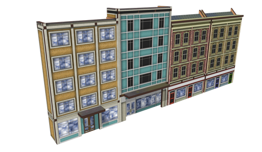Low Relief Mixed Town High Street Buildings