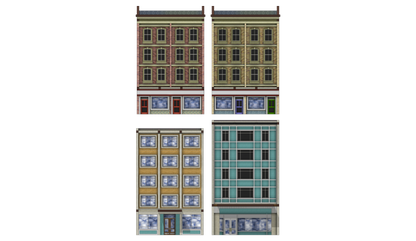 Low Relief Mixed Town High Street Buildings