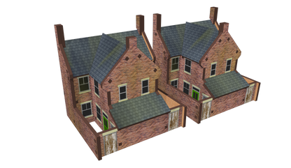 Low Relief Semi-Detached Houses with Extensions with Lean Too and Yards