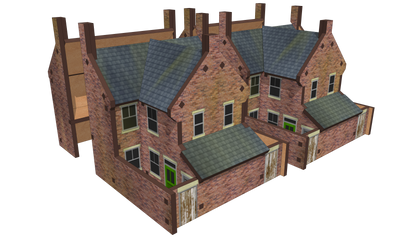 Low Relief Semi-Detached Houses with Extensions with Lean Too and Yards