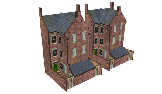 Low Relief Town House Backs with Extensions and Yards