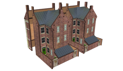 Low Relief Town House Backs with Extensions and Yards