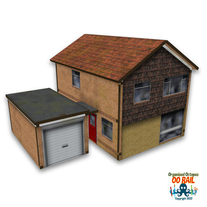 OO Scale Modern Tile Front Detached House with Garage