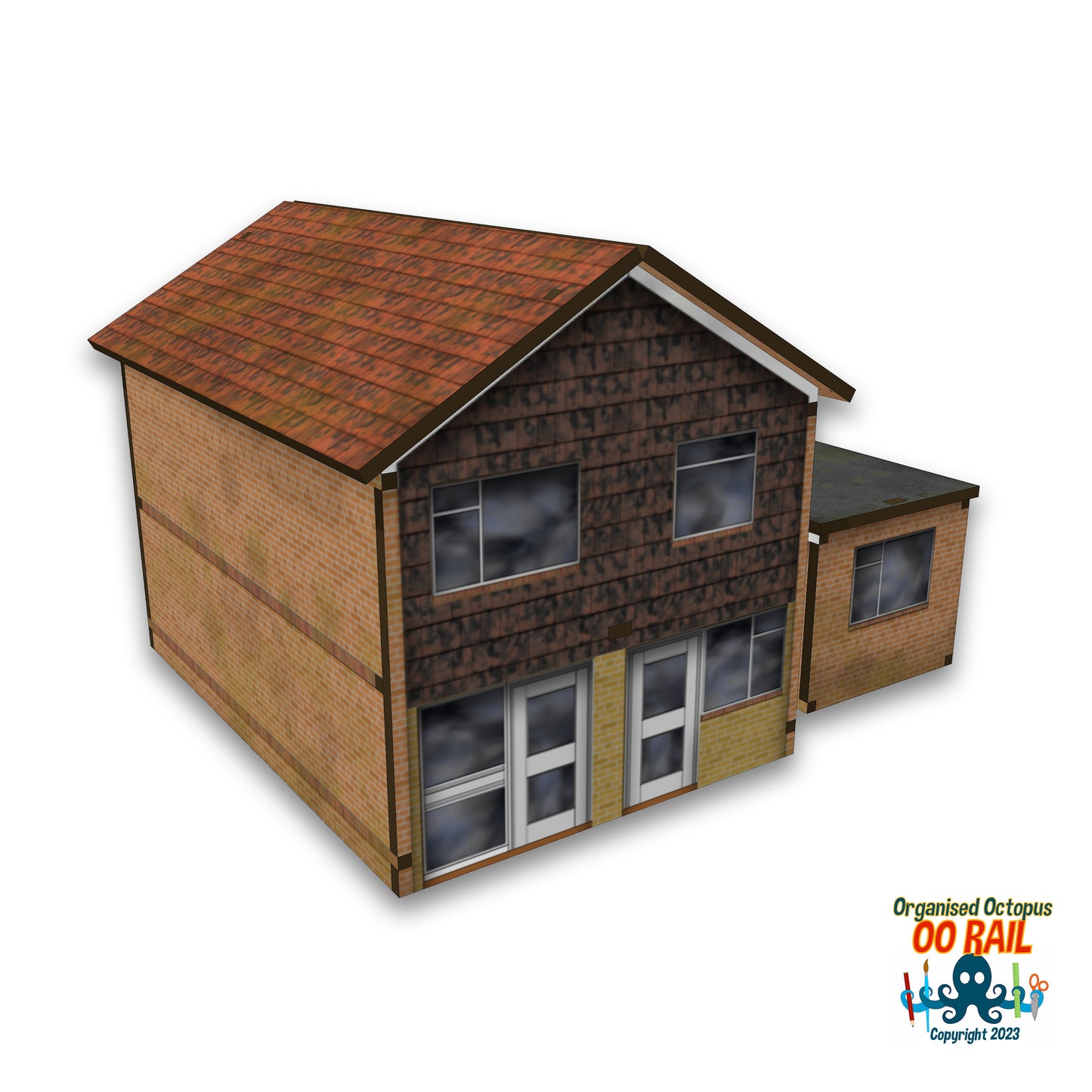 OO Scale Modern Tile Front Detached House with Garage