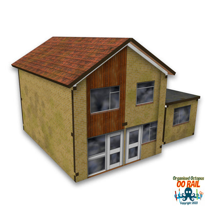 OO Scale Modern Teak Planked Detached House with Garage