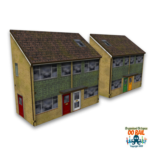 OO Scale 1980s Green Tile Semi-Detached Houses