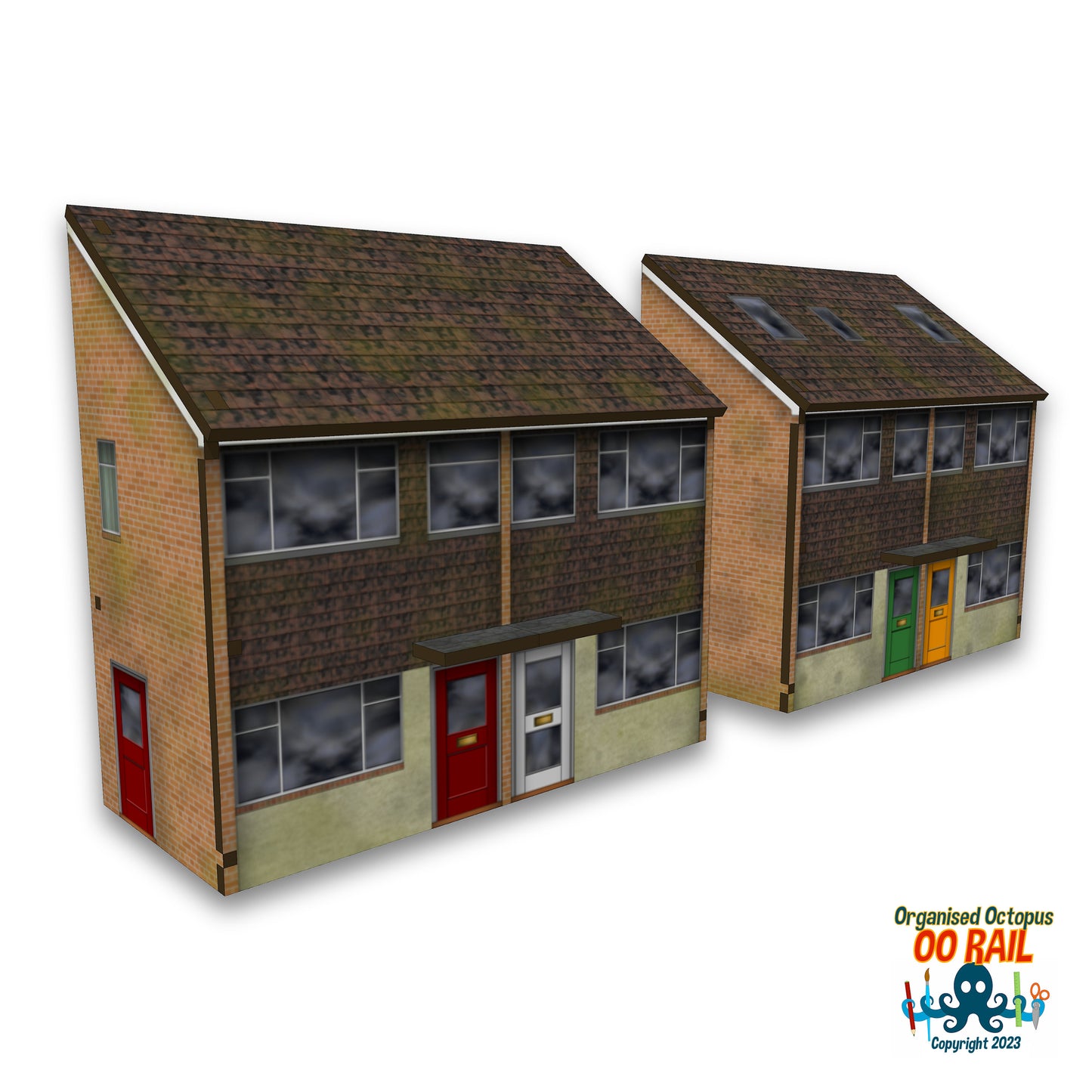 OO Scale 1980s Dark Tile Semi-Detached Houses