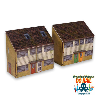 OO Scale 1980s White Clap Board Semi-Detached Houses