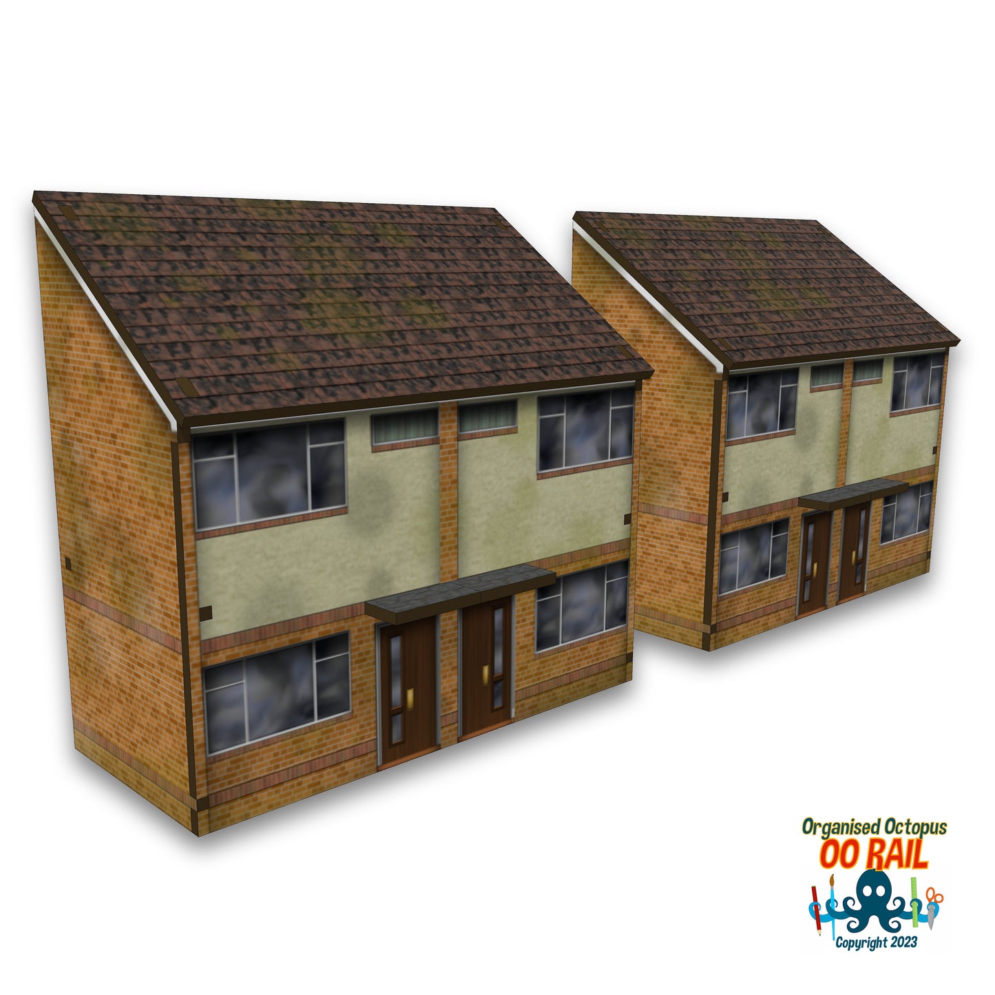 OO Scale 1980s Stucco Terrace Back to Back Houses