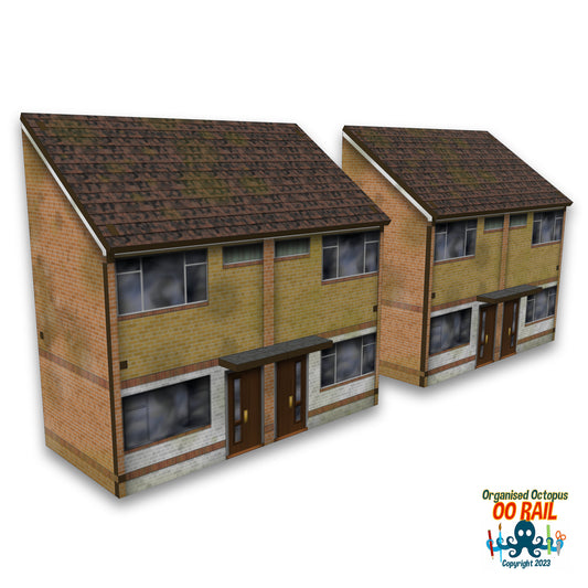 OO Scale 1990s White Painted Brick Back to Back Houses