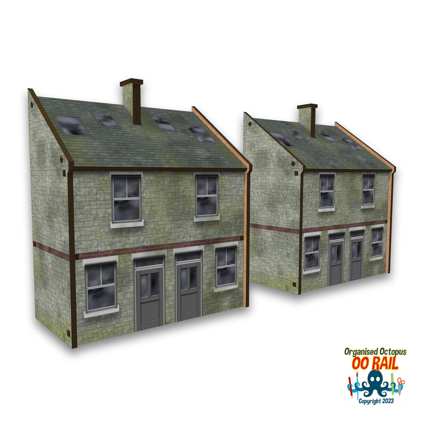 OO Scale 1900s Style Stone Houses