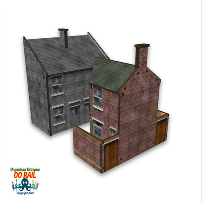 OO Scale 1900s Style Brick Houses (Side Windows)