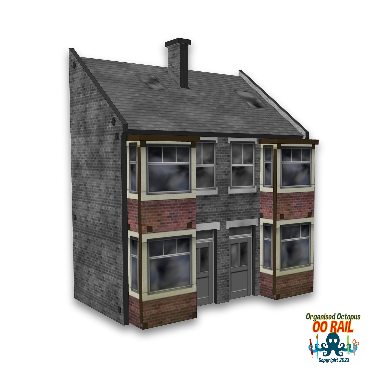 OO Scale 1900s Style Brick Front 2 Floor Window Bays