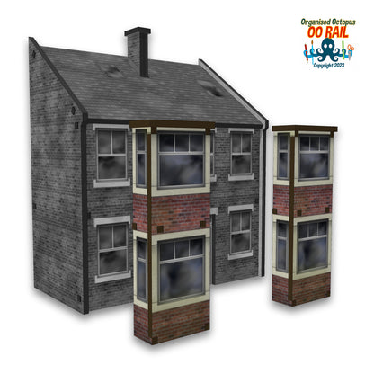 OO Scale 1900s Style Brick Houses (Side Windows)