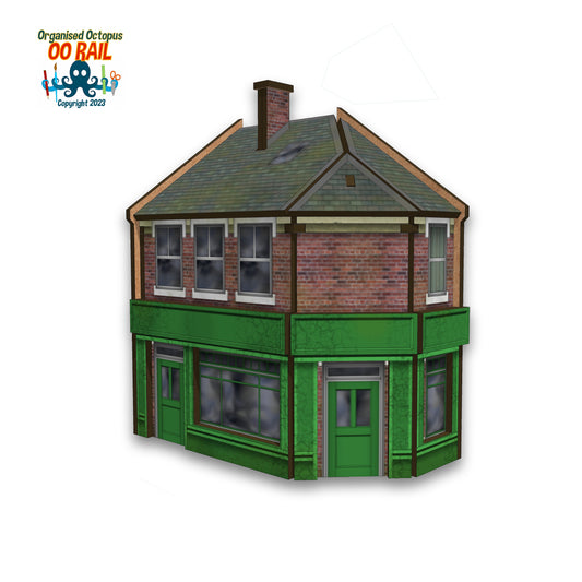 OO Scale 1900s Style Brick Corner Shop-Pub Right