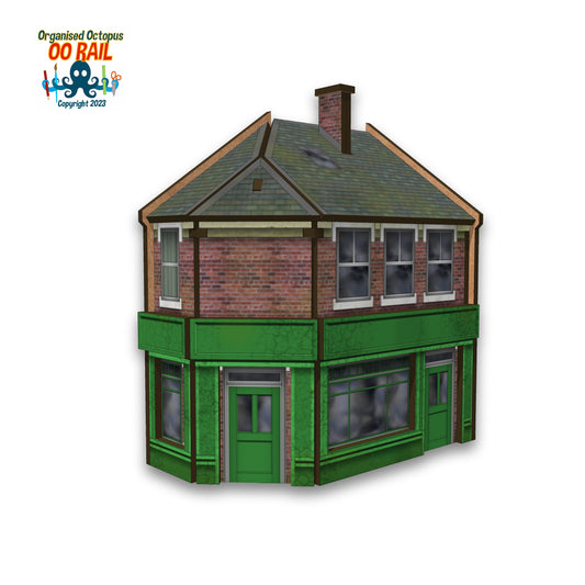 00 Scale 1900s Style Brick Corner Shop-Pub Left