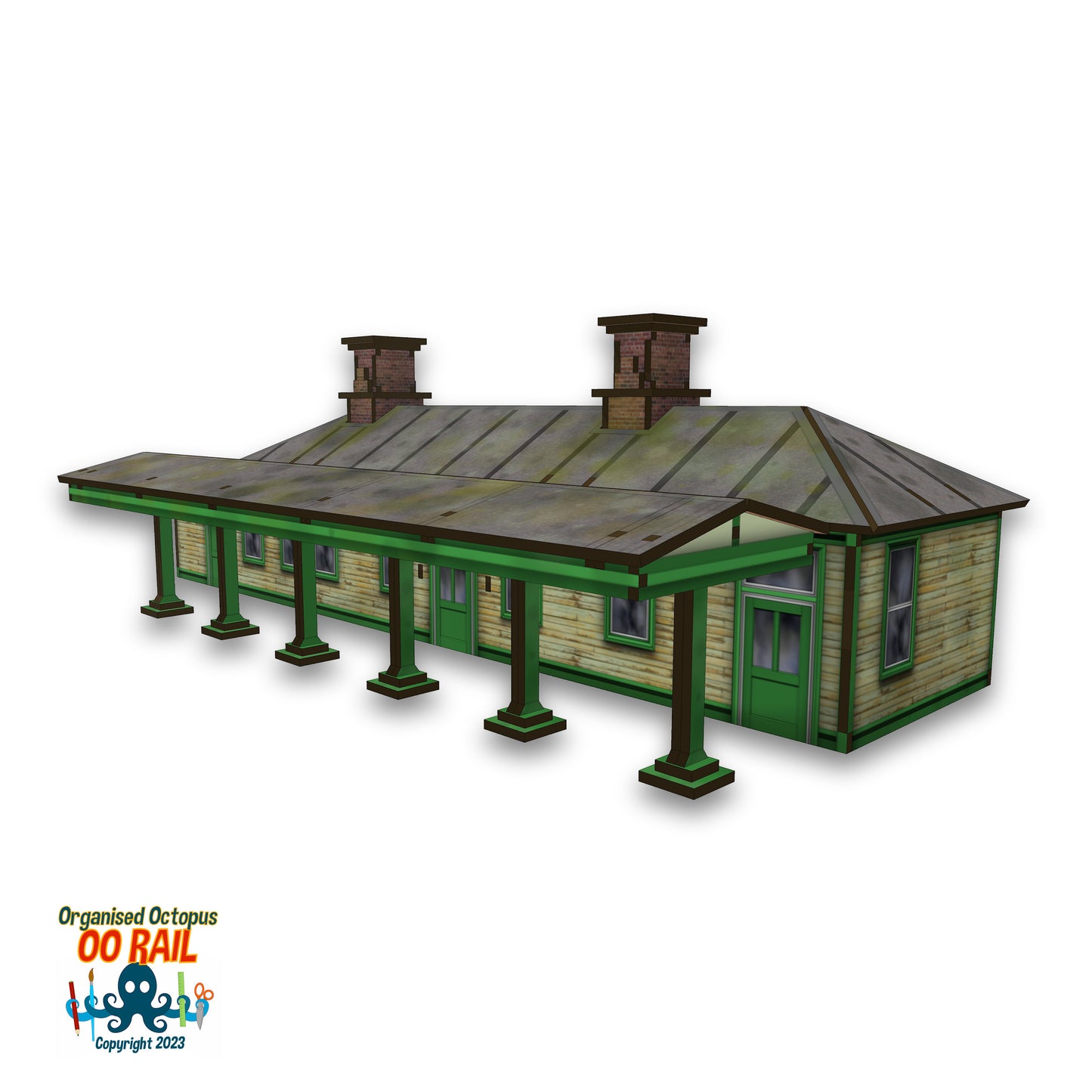 OO Scale 1900s Style Timber Railway Station with Canopy