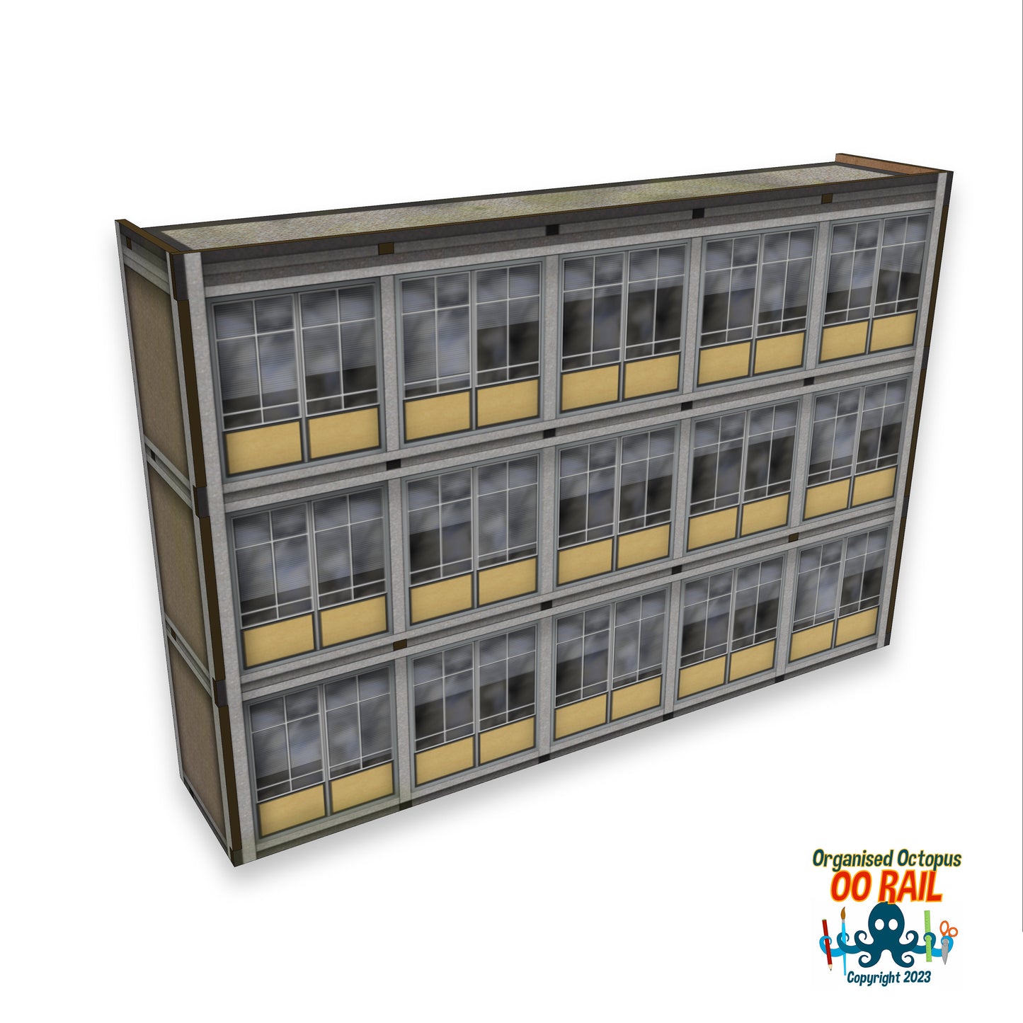 OO Scale 1970s Office/School Block - Backs Beige (2)