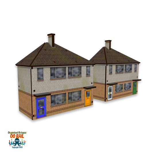 00 Scale 1950s Semi-Detached Rendered and Brick House