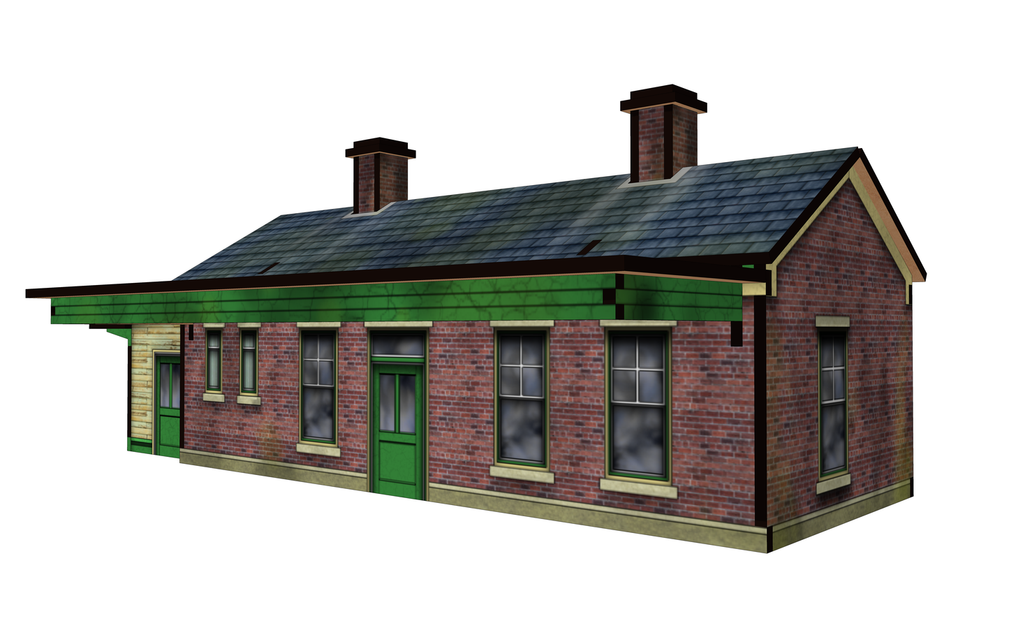 OO Scale 1900s Brick Branchline Station with Canopy and News Stand