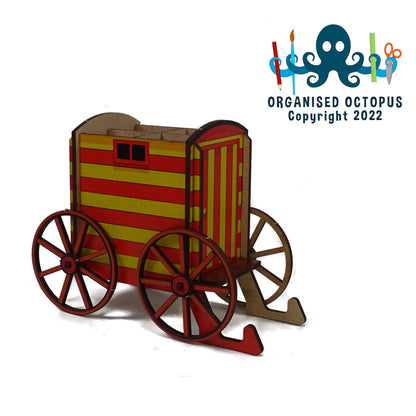 Victorian Bathing Machine - Red and Yellow Stripes - Wheels go round.