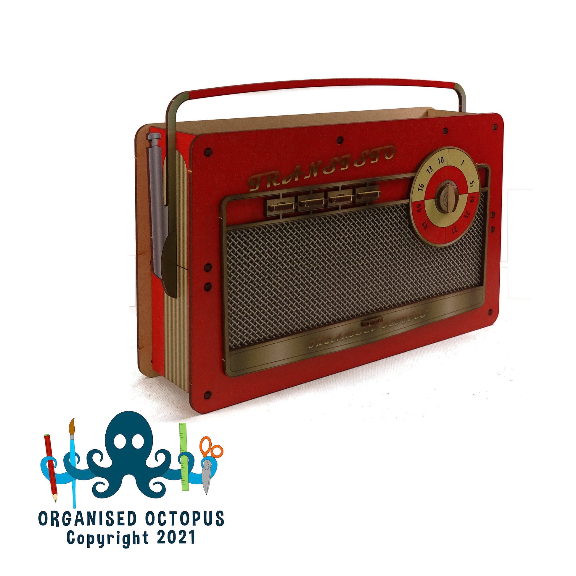 1950s Transistor Radio Hobby Tidy Red
