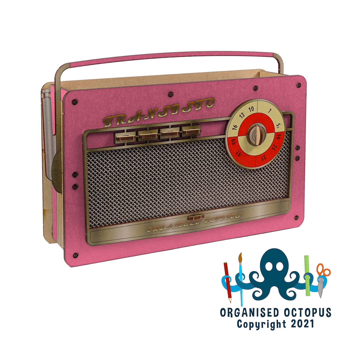 1950s Transistor Radio Hobby Tidy Pink