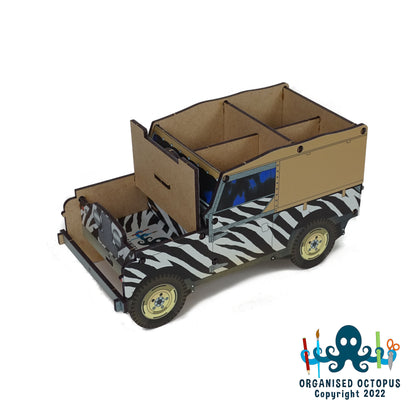 SWB Land Rover - Safari Zebra Pattern - Lift ip Bonnet