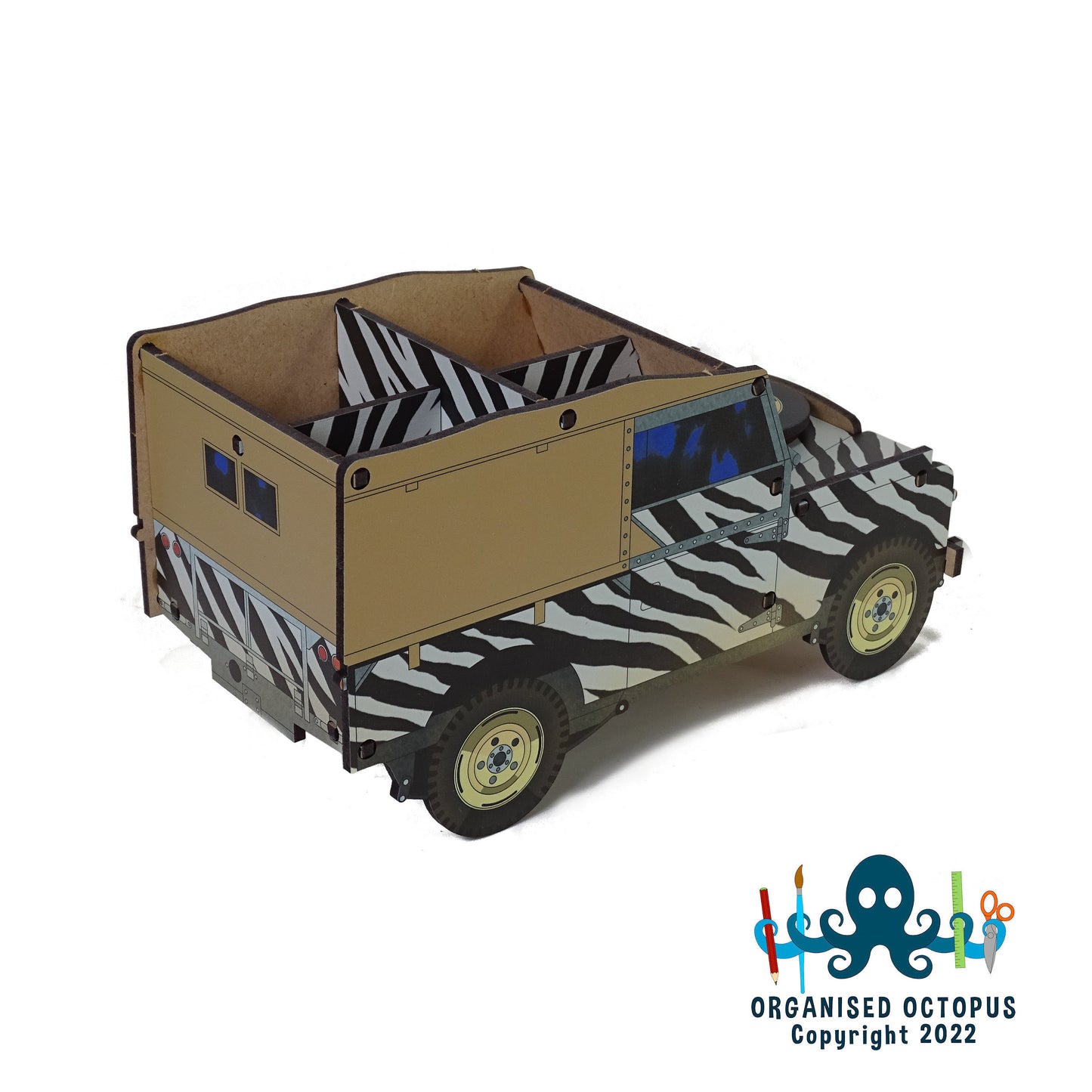 SWB Land Rover - Safari Zebra Pattern - Showing the Back