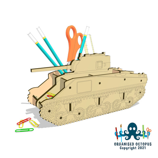 Sherman Tank Hobby Tidy - Sand Illustration