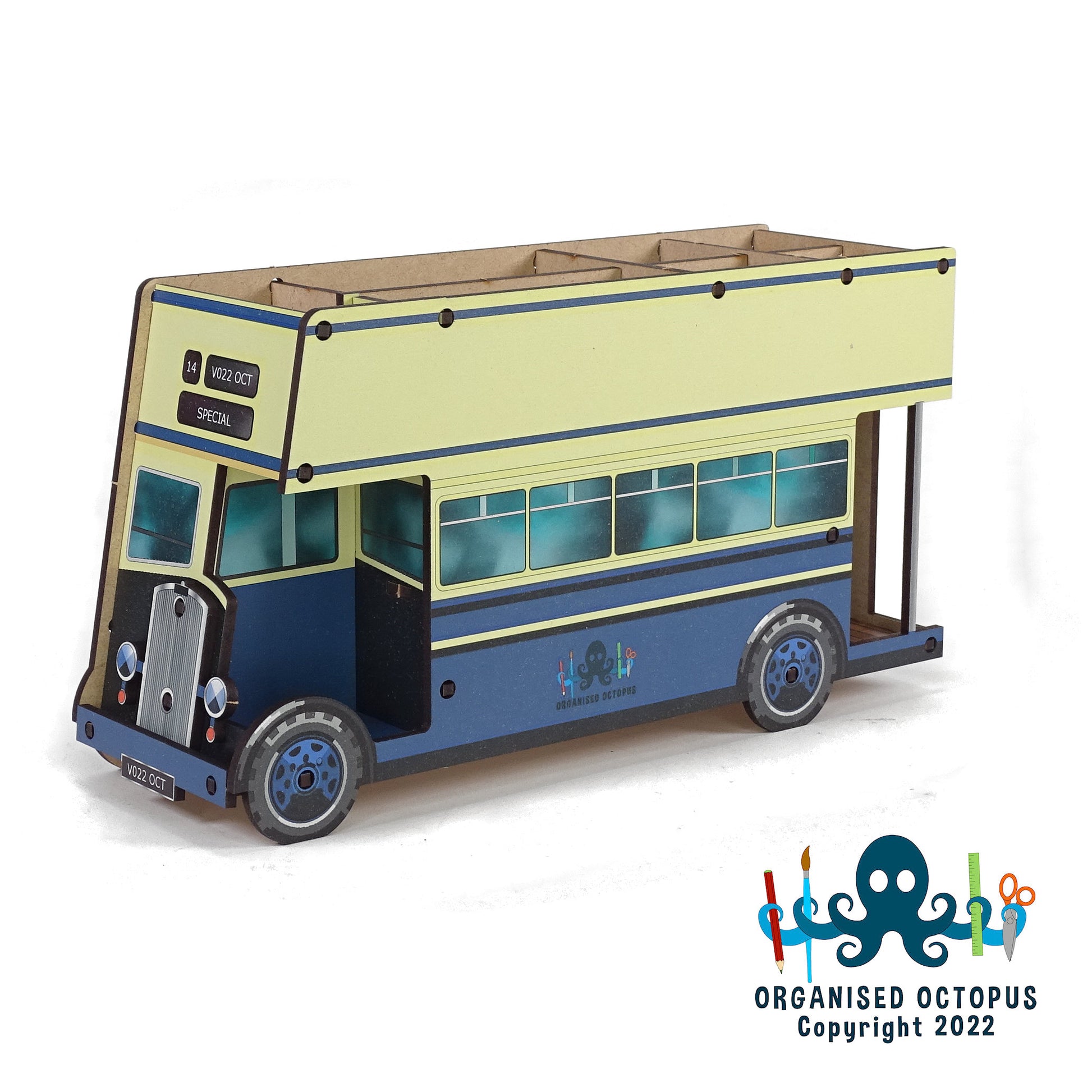 Open Top Double Decker Bus - Blue and Cream