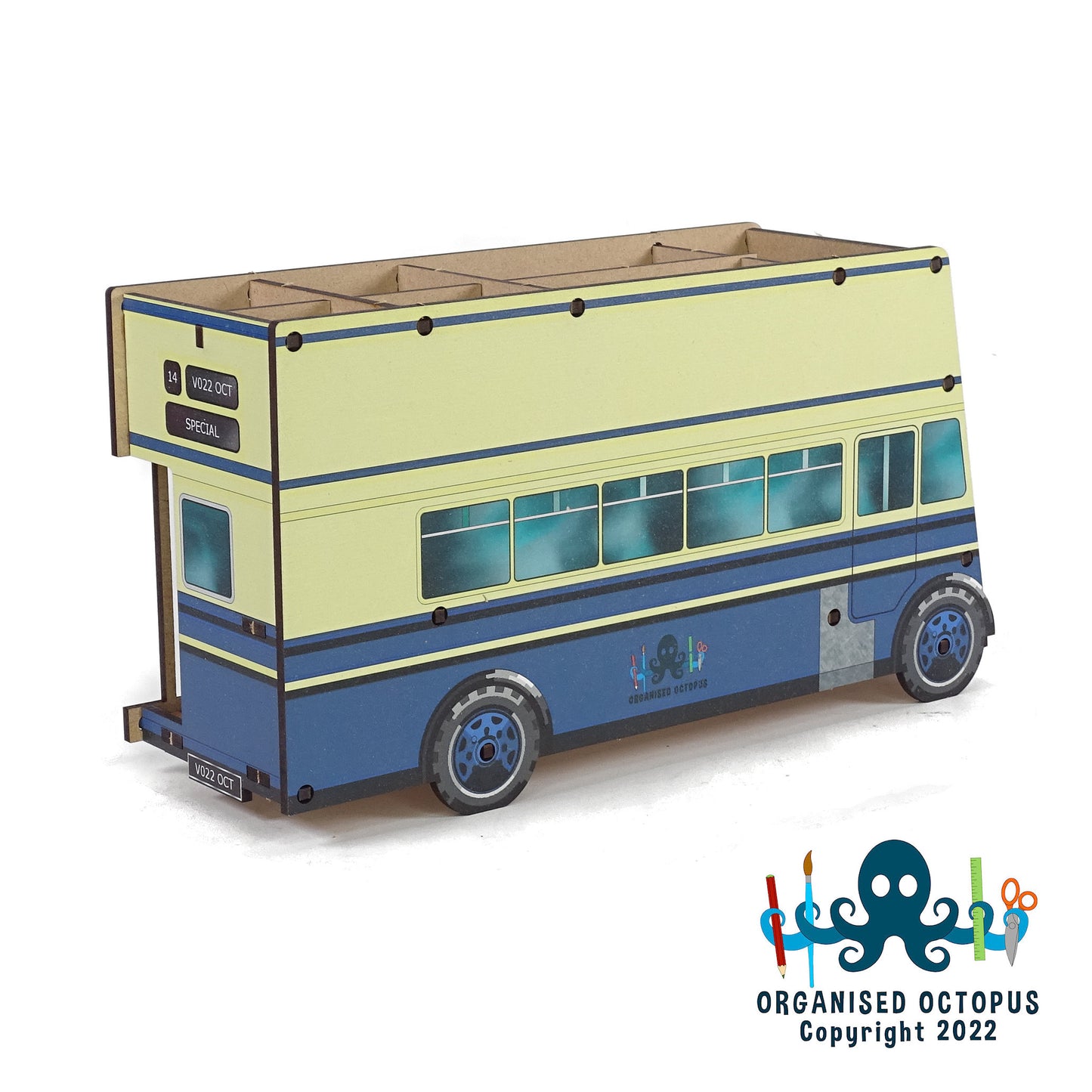 Open Top Double Decker Bus - Blue and Cream